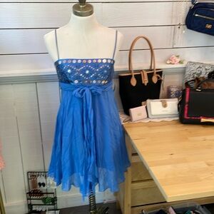 Vintage BCBG Maxizaria Blue Sequin Dress